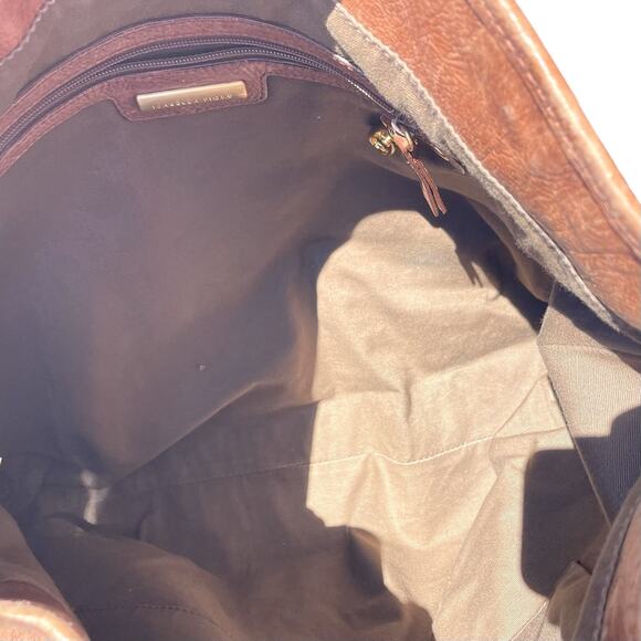 Isabella Fiore Brown Leather Hobo Bag Satchel Purse Braided Detail - Picture 11 of 11